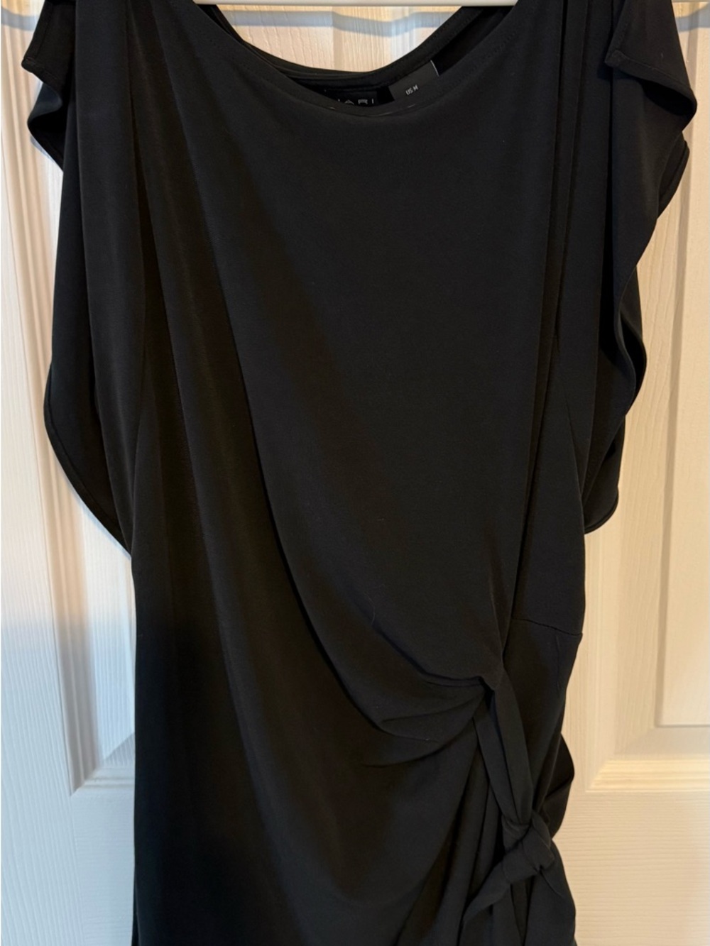 Tahari Black Draped Knot-Front Top